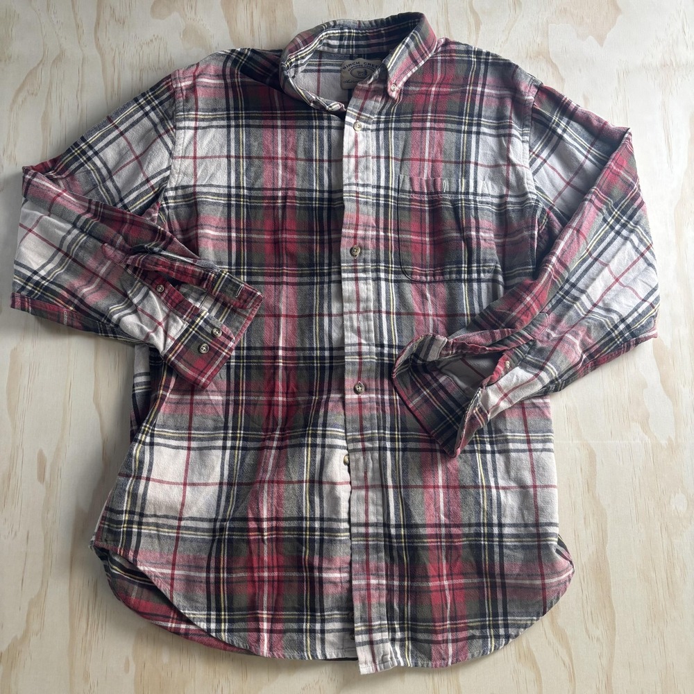 Birch Creek Flannel Shirt Mens Medium Red‎ Plaid Long Sleeve Button Up Cotton
